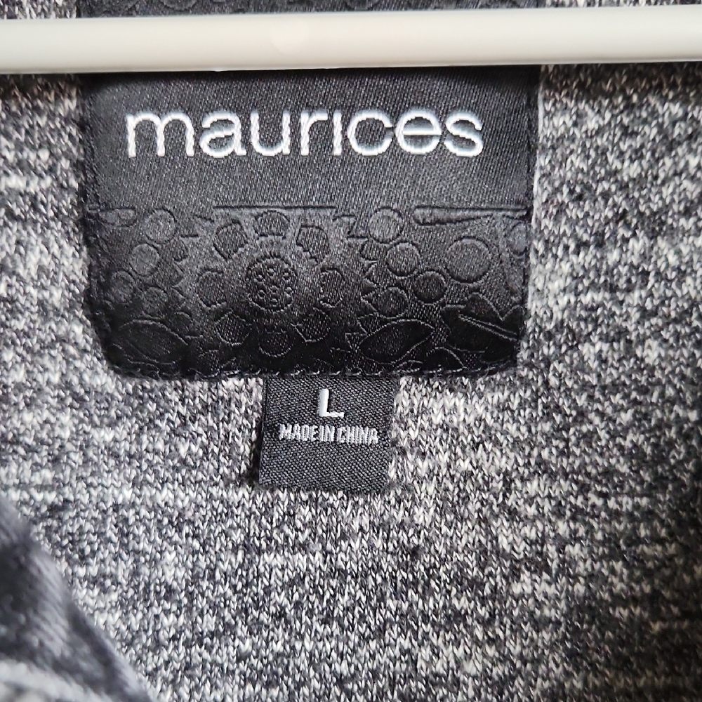 Maurices Cropped Charcoal Denim Jacket with Heathered Hoodie - Picture 2 of 6